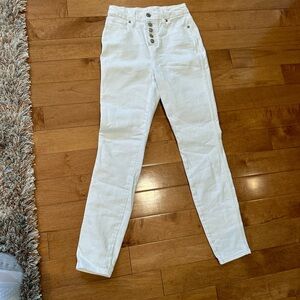 Good American high rise white skinny jeans